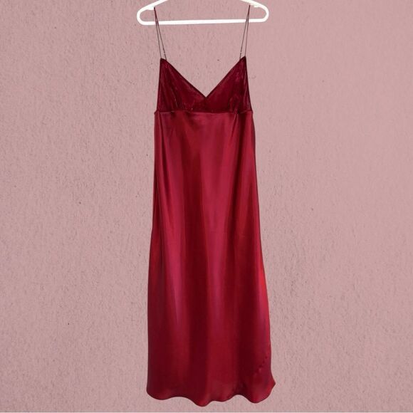 Vintage Silk & Satin burgundy satin and velvet slip dress - Picture 5 of 10